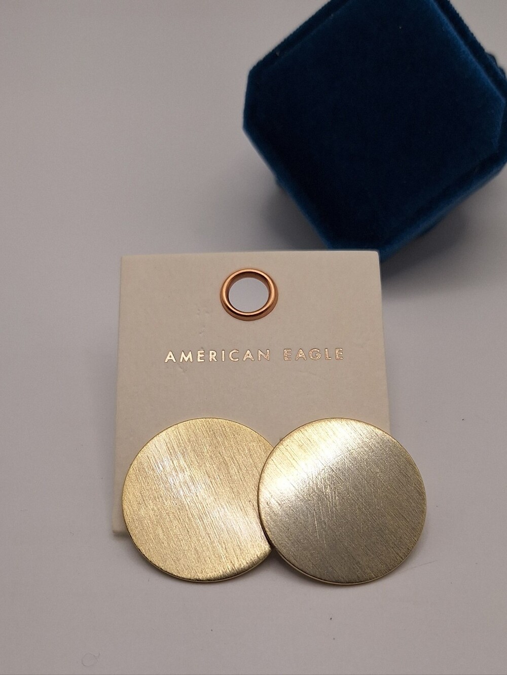 American Eagle Gold Disc Statement Earrings Brushed Round NWT Discontinued
